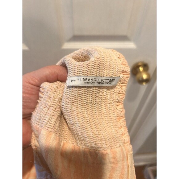 Urban Outfitters Womens Strapless Dress Large Pink Linen Viscose Thigh Slit - Picture 9 of 9